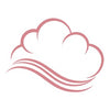 Pink icon of a cloud representing softness