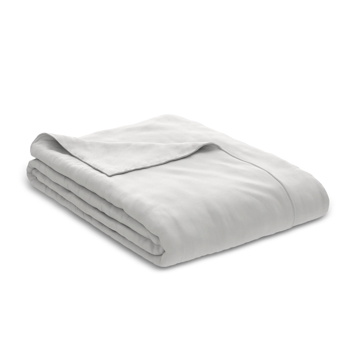 Image of a neatly folded White Soft Touch Duvet Cover with the back left corner folded over on a white background
