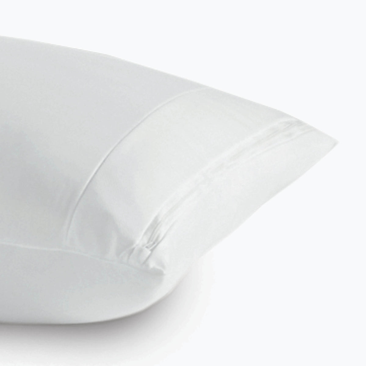 Image of a Pillow Protector on a pillow on a white background showcasing the AirXchange® feature and zipper