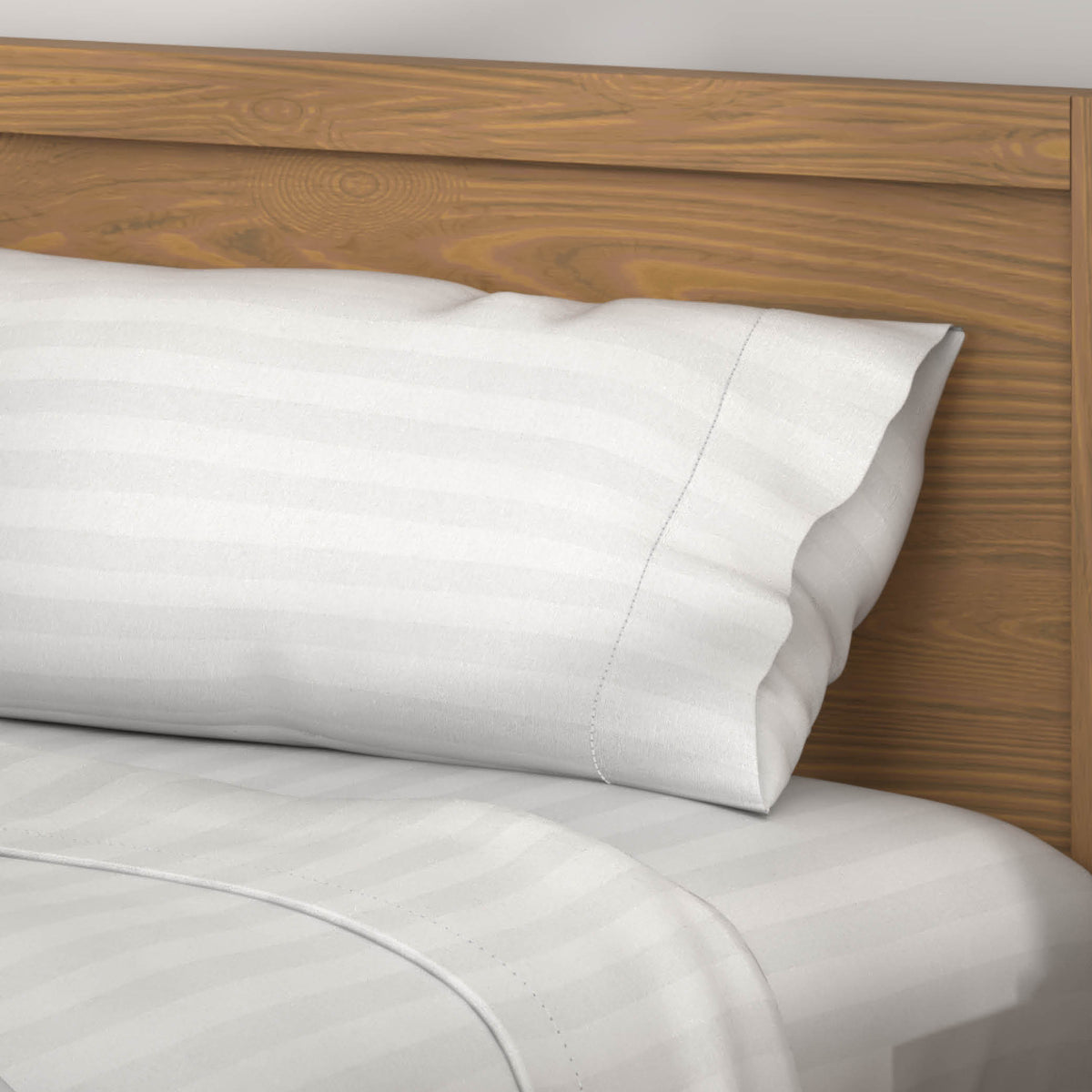 Image of the Luxury Resort Hotel Collection Classic Cotton Pillowcase on a pillow on a neatly made bed