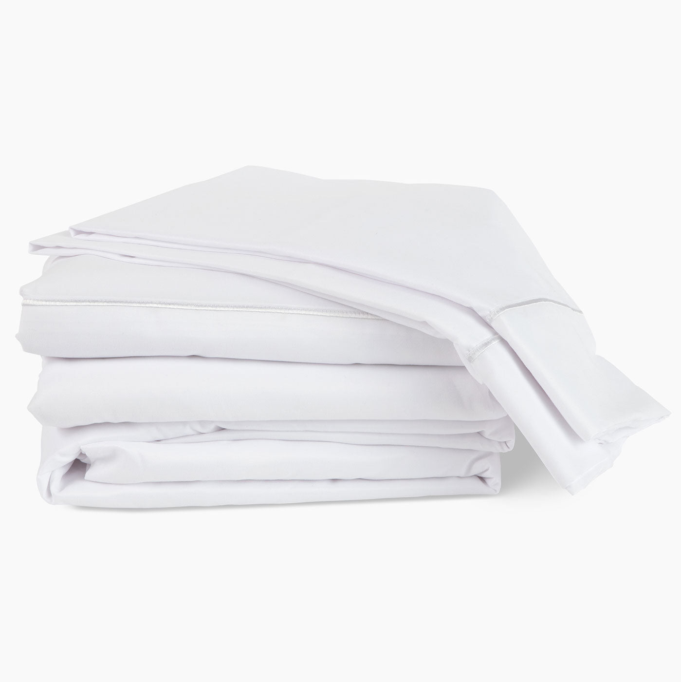 Image of a neatly folded white sheet set 