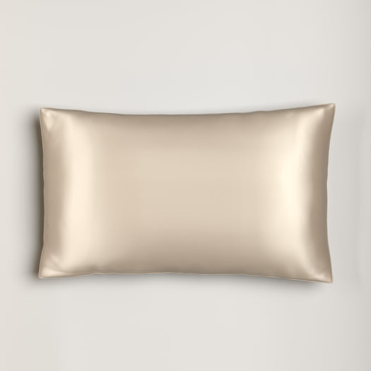 Image of the Champaign Pure Silk Pillowcase on an off-white background