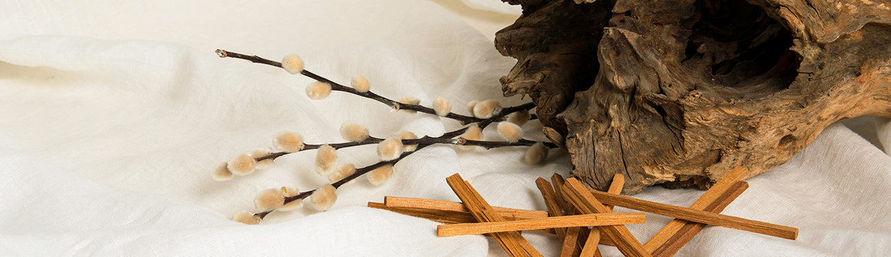 Image of various wood on a white fabric