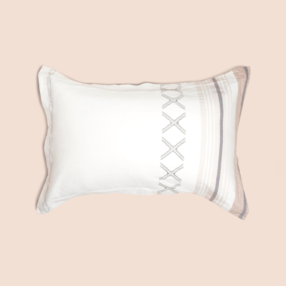 Image of a Sonoran Pillow Sham on a pillow with a light pink background
