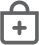 Gray icon of a bag with a plus sign inside