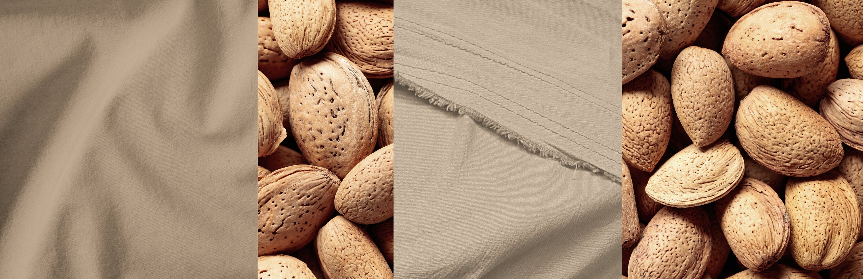 Images of almonds and Desert Sand fabrics 
