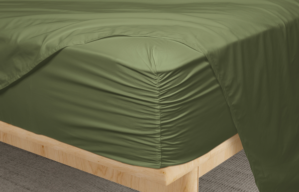 Close-up image showcasing the cinched Precision-Fit® corner of Moss Soft Touch Modal Sheets