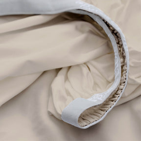 Image showcasing the Precision-Fit® elastic band on the bottom of an Ivory Recovery Viscose fitted sheet