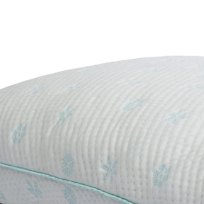 Close-up image of the ombre blue snowflake pattern on the Snowflake Pillow cover 